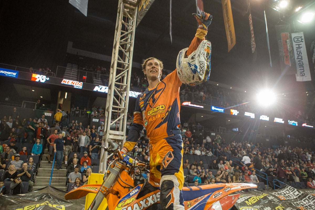 Cody Webb had an epic season long battle with Colton Haaker, a fellow Rekluse rider. Webb cinched his title at the final round of AMA Endurocross. Photo: KTM
